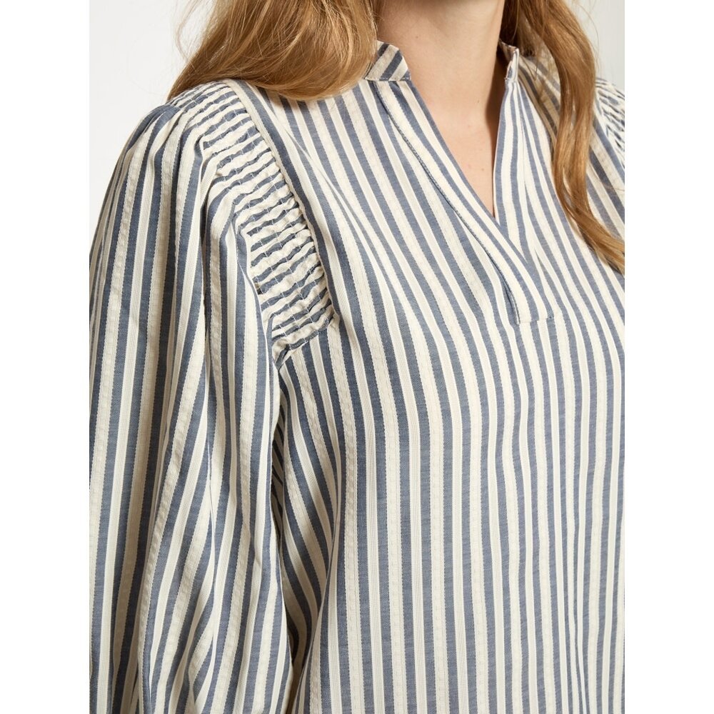 Peppercorn Ninka Blouse - Whitecap Grey Stripe
