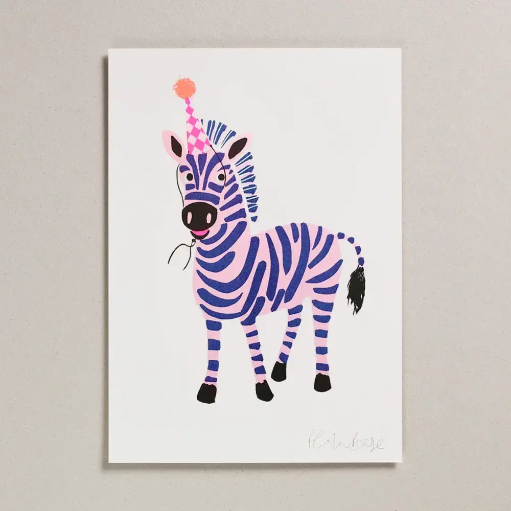 Petra Boase Risograph Print A4 - Zebra