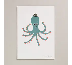 Petra Boase Risograph Print A4 - Teal Octopus Petra Boase Risograph Print A4 - Teal Octopus