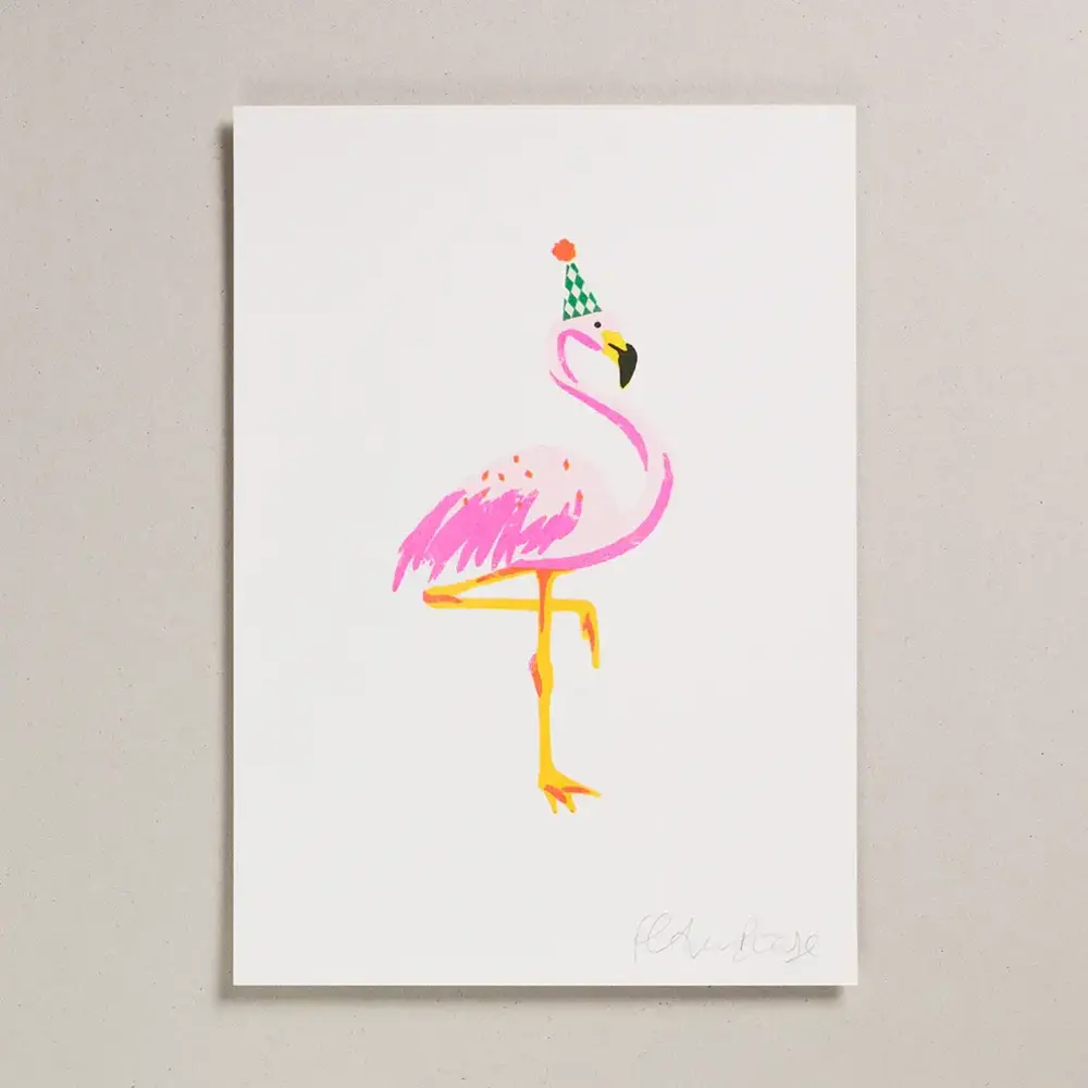 Petra Boase Risograph Print A4 - Flamingo