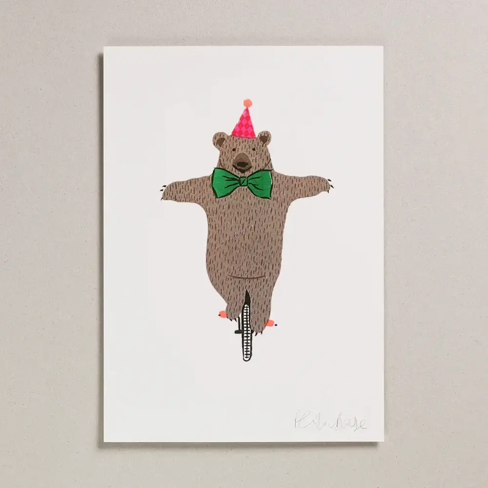 Petra Boase Risograph Print A4 - Circus Bear