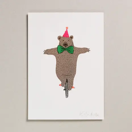 Petra Boase Risograph Print A4 - Circus Bear