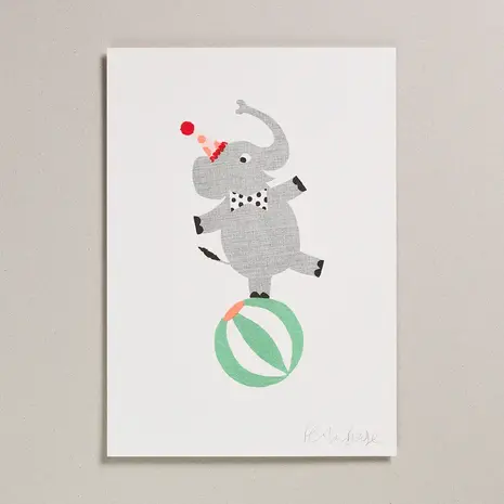 Petra Boase Risograph Print A4 - Elly on Ball