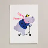 Petra Boase Risograph Print A4 - Hippo