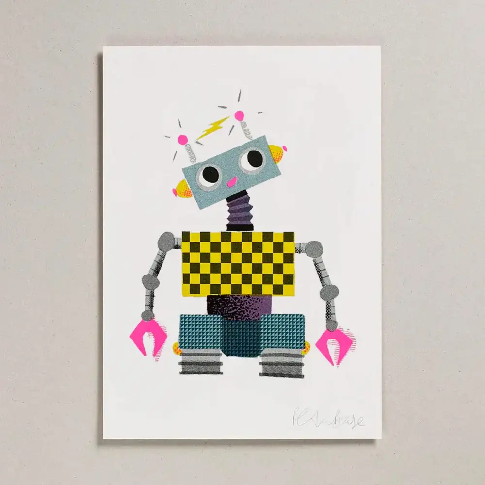 Petra Boase Risograph Print A4 - Robot