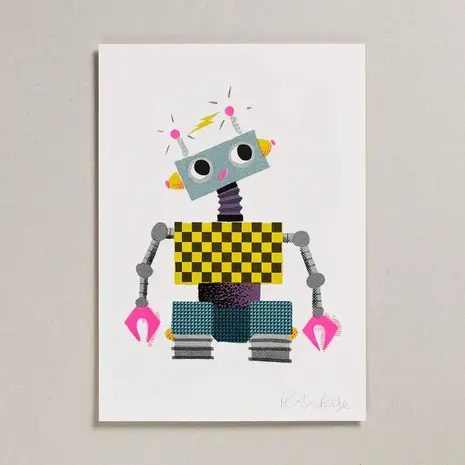 Petra Boase Risograph Print A4 - Robot