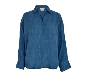 Peppercorn Gaby Pinstripe Shirt - Mid Blue Denim