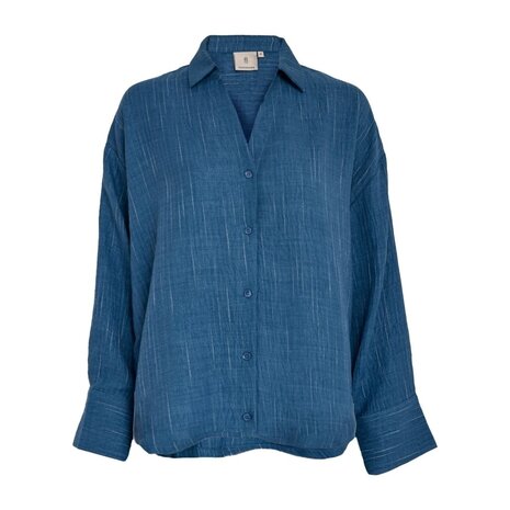Peppercorn Gaby Pinstripe Shirt - Mid Blue Denim