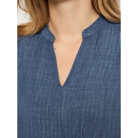 Peppercorn Gaby Pinstripe Top - Mid Blue Denim