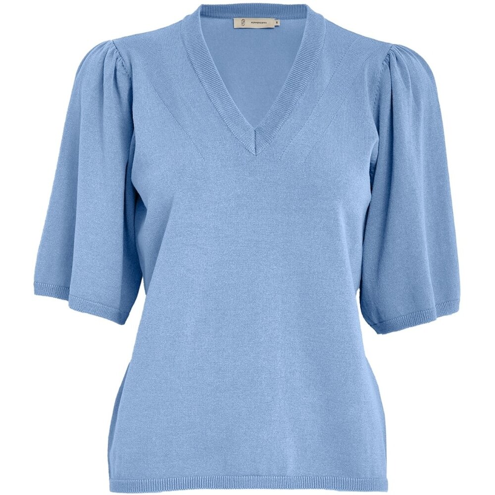 Peppercorn Glenda Short Sleeve Knit - Cornflower Blue Peppercorn Glenda Short Sleeve Knit - Cornflower Blue