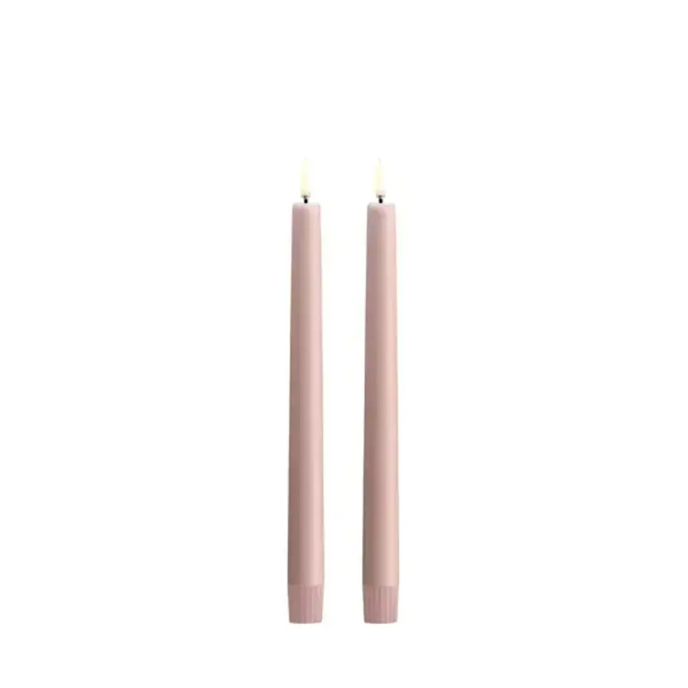 Uyuni LED taper candle 2,3x25, Smooth, 2-pack Rose Powder