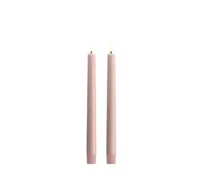 Uyuni LED taper candle 2,3x25, Smooth, 2-pack Rose Powder