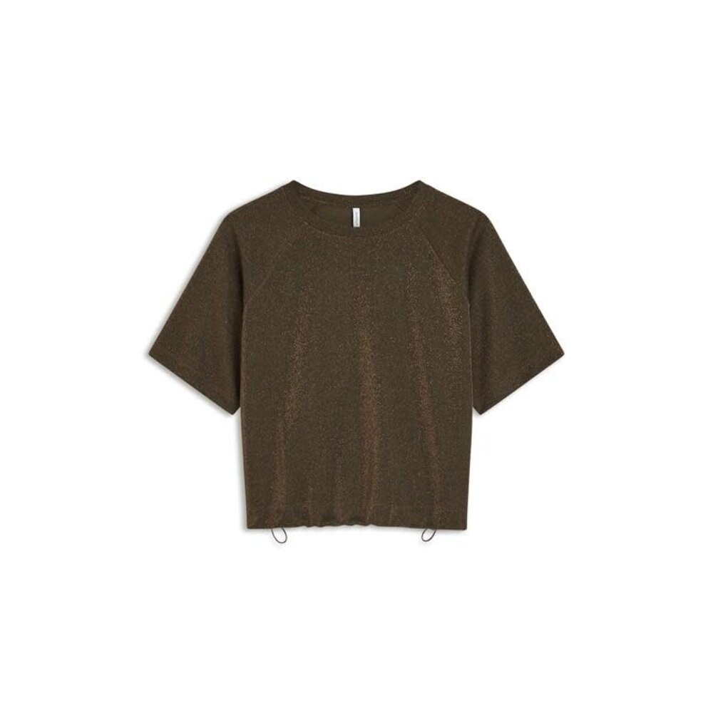 Summum Woman Top Boxy tee sparkle - Coffee