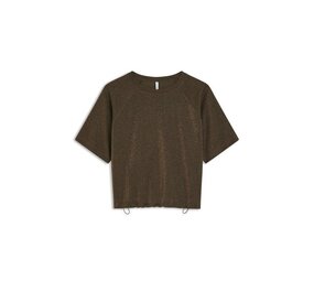 Summum Woman Top Boxy tee sparkle - Coffee