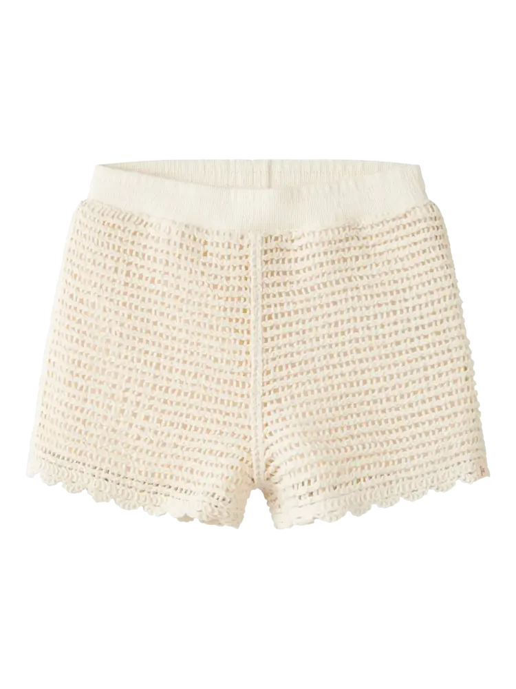 Lil' Atelier Flora Knit Shorts - Coconut Milk