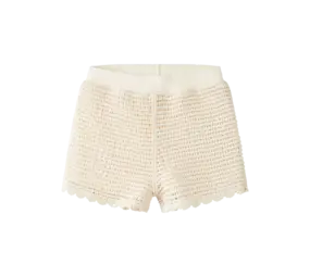 Lil' Atelier Flora Knit Shorts - Coconut Milk