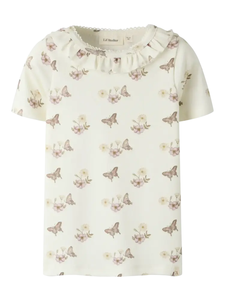 Lil' Atelier Flayo Sia SS Slim Top - Coconut Milk Flower