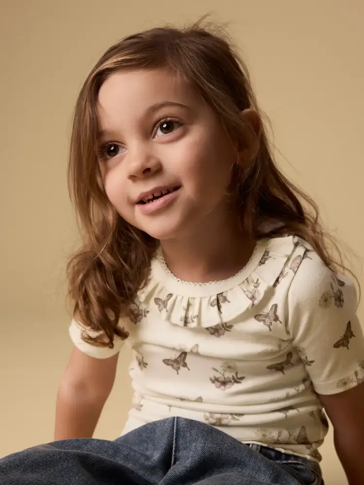 Lil' Atelier Flayo Sia SS Slim Top - Coconut Milk Flower