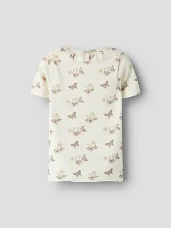 Lil' Atelier Flayo Sia SS Slim Top - Coconut Milk Flower