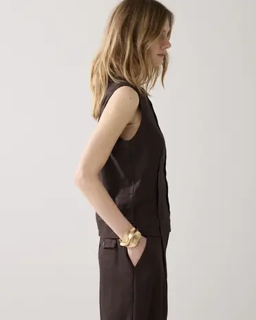 Summum Woman Top Linen blend - Coffee