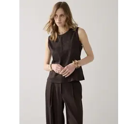 Summum Woman Top Linen blend - Coffee