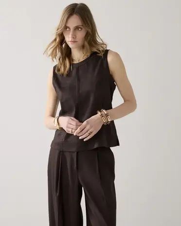 Summum Woman Top Linen blend - Coffee