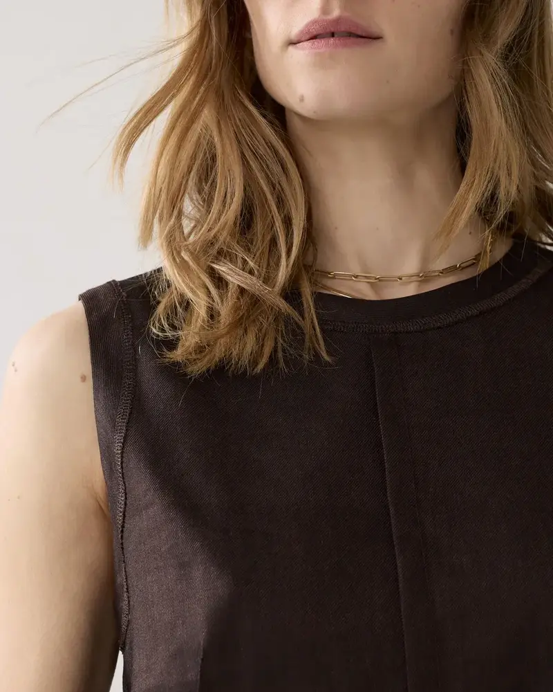 Summum Woman Top Linen blend - Coffee