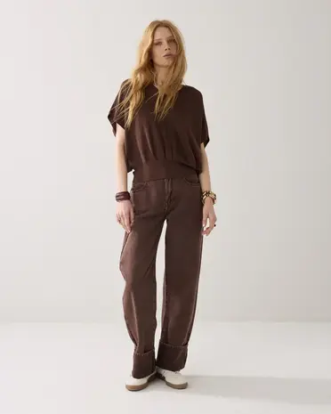 Summum Woman V-neck sweater Viscose blend knit - Coffee Summum Woman V-neck sweater Viscose blend knit - Coffee