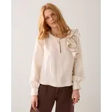 Summum Woman Top long sleeves Modal linen blend - Ivoryblack