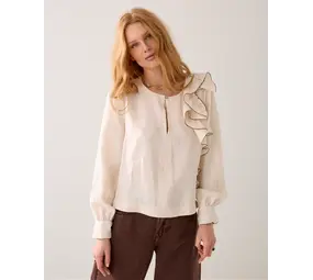 Summum Woman Top long sleeves Modal linen blend - Ivoryblack Summum Woman Top long sleeves Modal linen blend - Ivoryblack