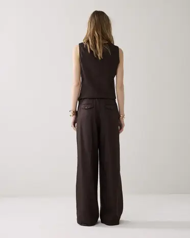 Summum Woman Trousers Linen blend - Coffee Summum Woman Trousers Linen blend - Coffee