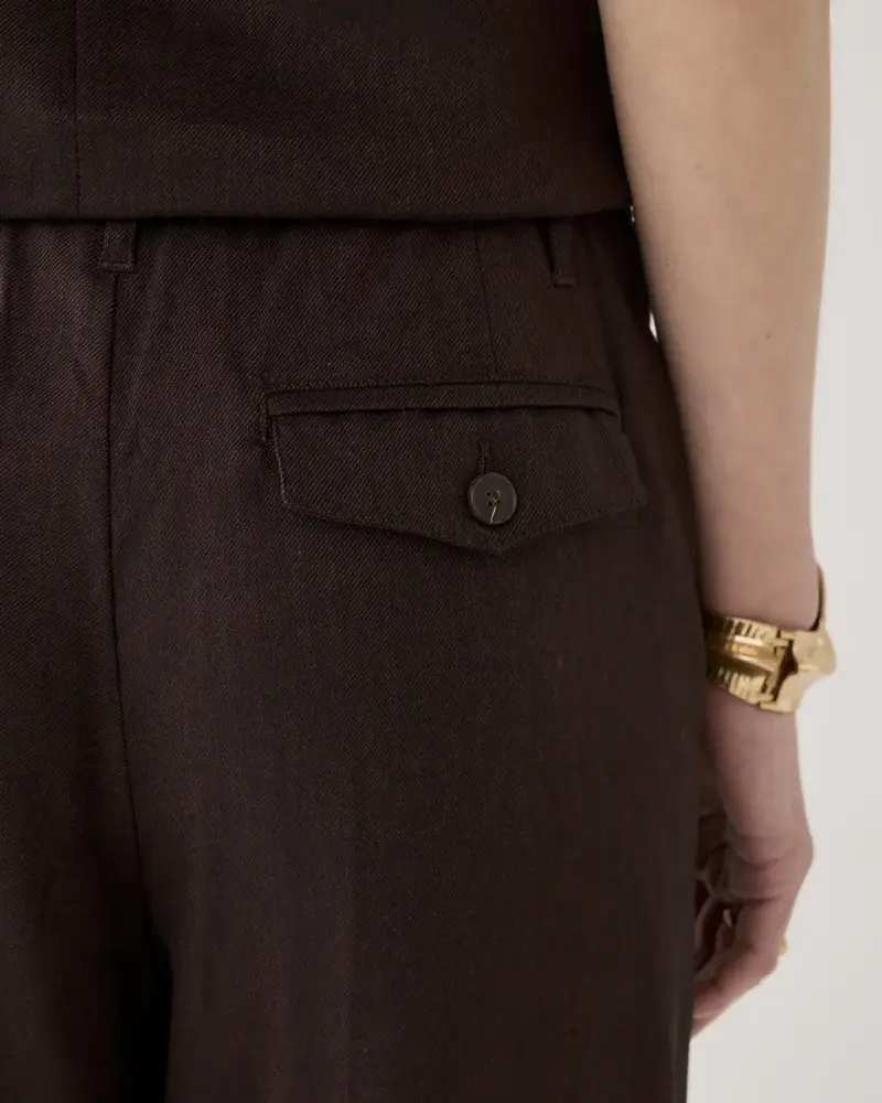 Summum Woman Trousers Linen blend - Coffee Summum Woman Trousers Linen blend - Coffee