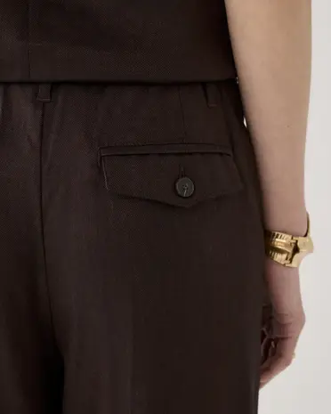 Summum Woman Trousers Linen blend - Coffee Summum Woman Trousers Linen blend - Coffee