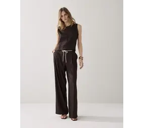 Summum Woman Trousers Linen blend - Coffee Summum Woman Trousers Linen blend - Coffee