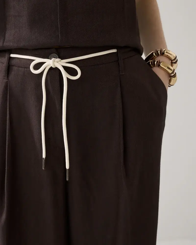 Summum Woman Trousers Linen blend - Coffee Summum Woman Trousers Linen blend - Coffee