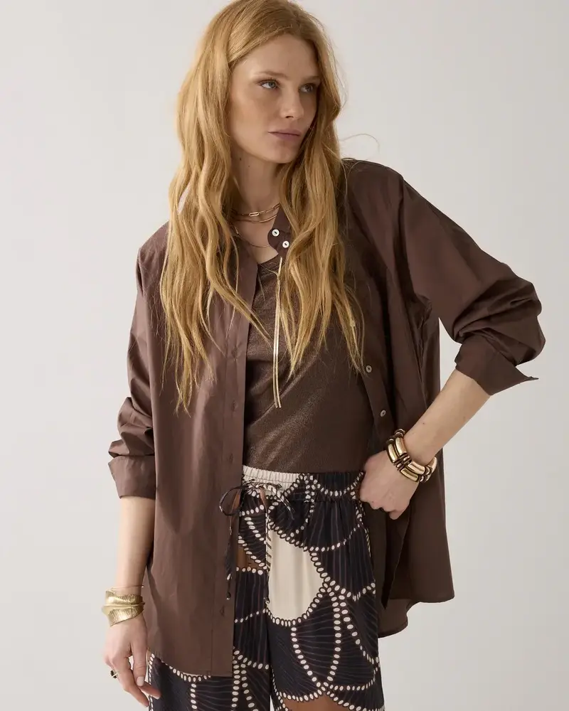 Summum Woman Blouse Crispy poplin - Coffee Summum Woman Blouse Crispy poplin - Coffee