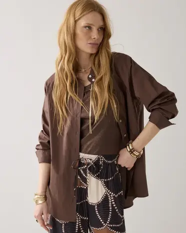 Summum Woman Blouse Crispy poplin - Coffee Summum Woman Blouse Crispy poplin - Coffee