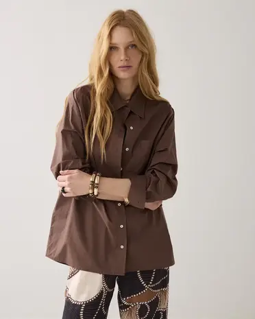 Summum Woman Blouse Crispy poplin - Coffee Summum Woman Blouse Crispy poplin - Coffee