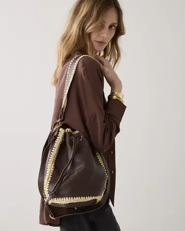 Summum Woman Bag Leather crochet - Coffee Summum Woman Bag Leather crochet - Coffee