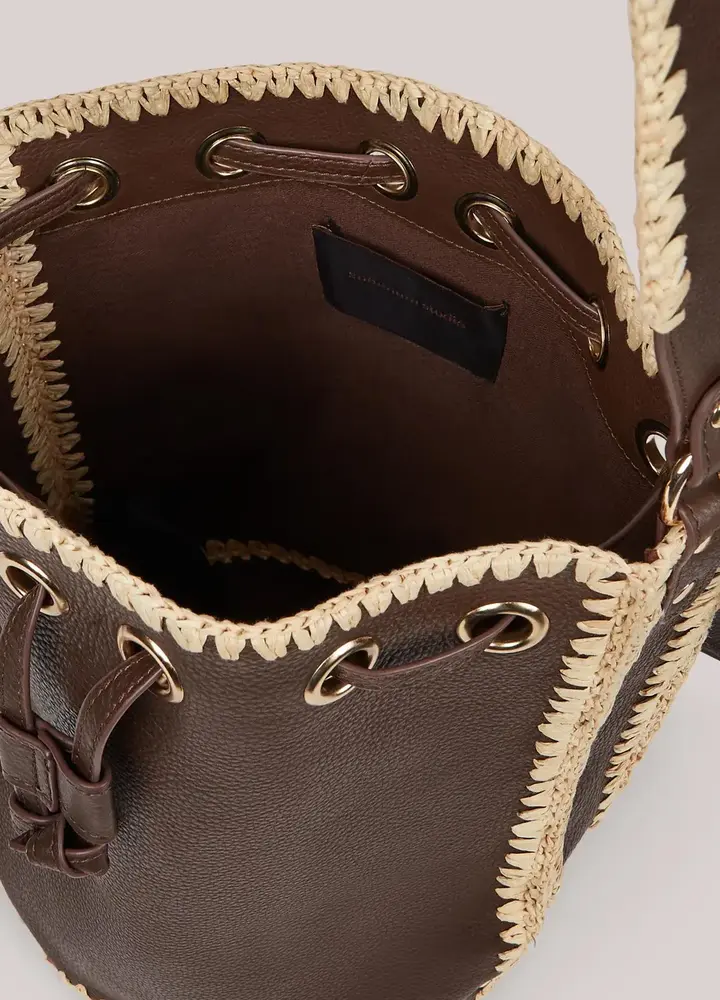 Summum Woman Bag Leather crochet - Coffee Summum Woman Bag Leather crochet - Coffee