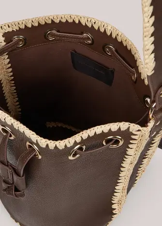 Summum Woman Bag Leather crochet - Coffee Summum Woman Bag Leather crochet - Coffee