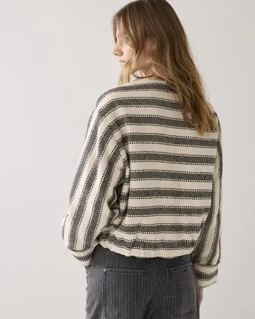 Summum Woman Jacket Stripe Reversible - Black-Ivory Summum Woman Jacket Stripe Reversible - Black-Ivory