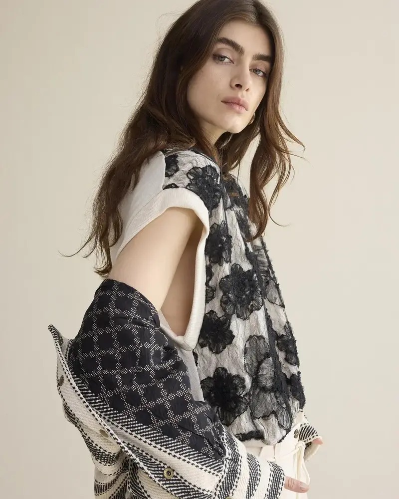 Summum Woman Jacket Stripe Reversible - Black-Ivory Summum Woman Jacket Stripe Reversible - Black-Ivory