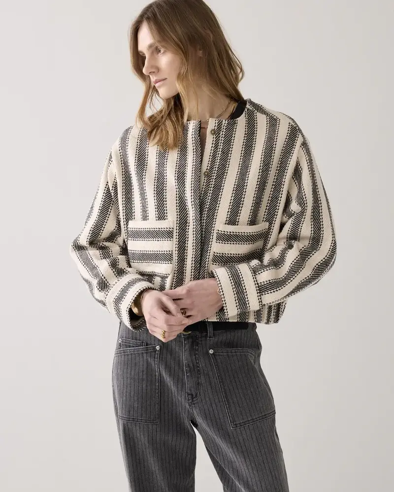 Summum Woman Jacket Stripe Reversible - Black-Ivory Summum Woman Jacket Stripe Reversible - Black-Ivory