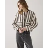 Summum Woman Jacket Stripe Reversible - Black-Ivory