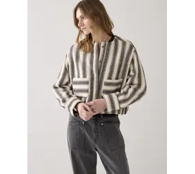 Summum Woman Jacket Stripe Reversible - Black-Ivory Summum Woman Jacket Stripe Reversible - Black-Ivory