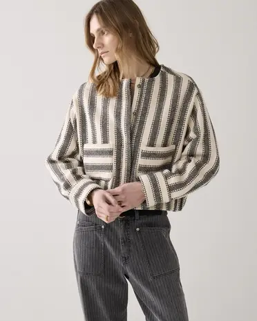 Summum Woman Jacket Stripe Reversible - Black-Ivory Summum Woman Jacket Stripe Reversible - Black-Ivory