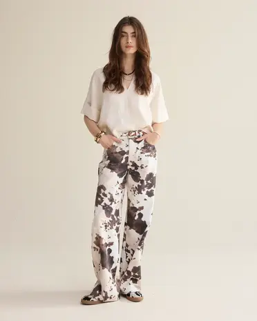 Summum Woman Baggy straight pant Cow printed twill - Multicolour Summum Woman Baggy straight pant Cow printed twill - Multicolour