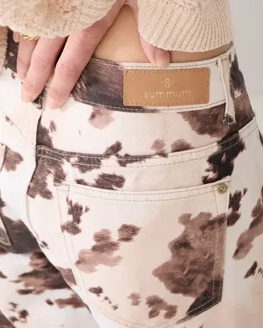 Summum Woman Baggy straight pant Cow printed twill - Multicolour Summum Woman Baggy straight pant Cow printed twill - Multicolour