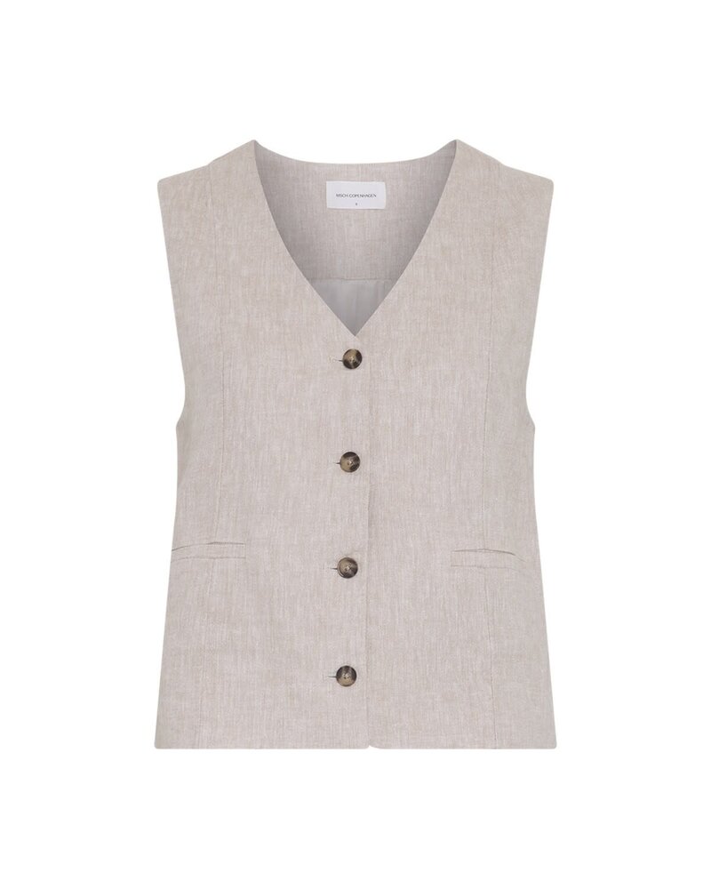 MSCH Viana Ginia V Neck Waistcoat - Sand Melange